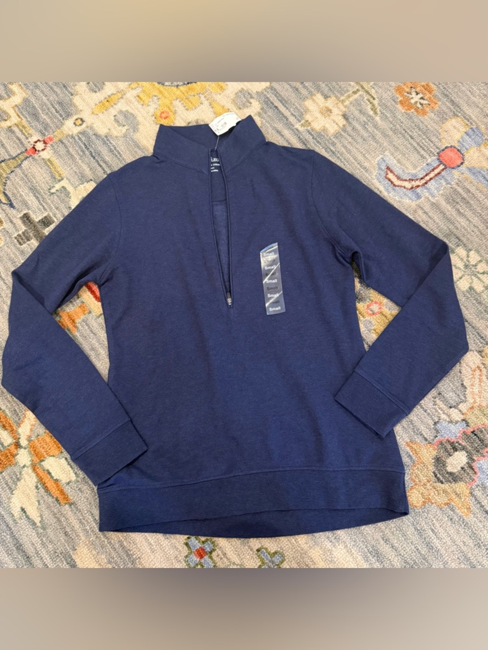 NWT Horn Legend Men's Small Quarter Zip Pullover Blue Navy Cotton Modal Blend
